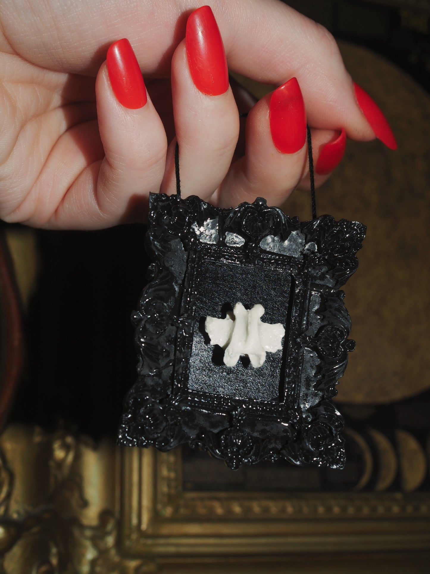 Reliquary I – Bone in Black Baroque Frame